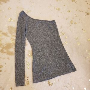 NWT Forever 21 XS Silver One Shoulder Long Sleeve